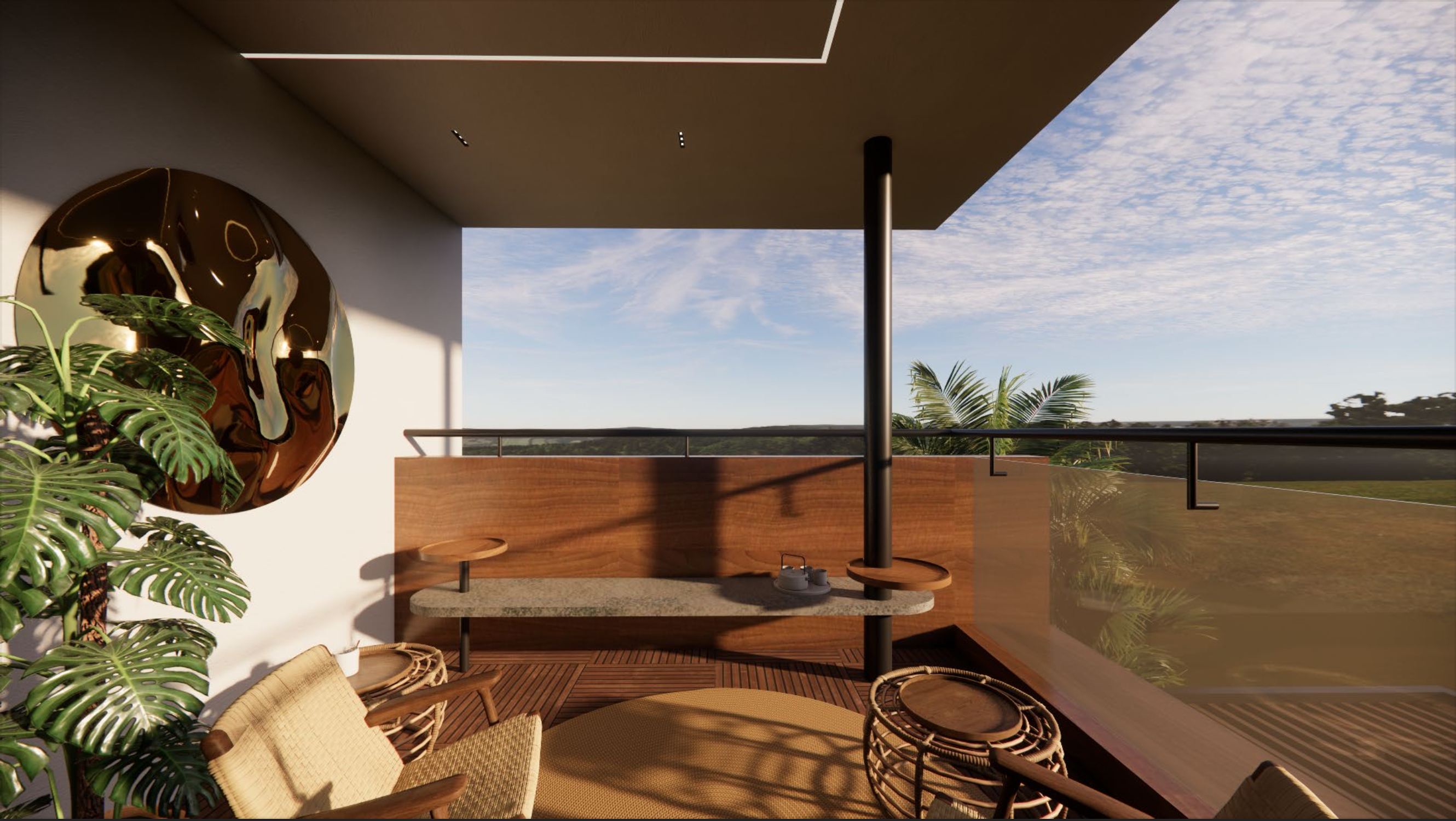 Balcony with forest view