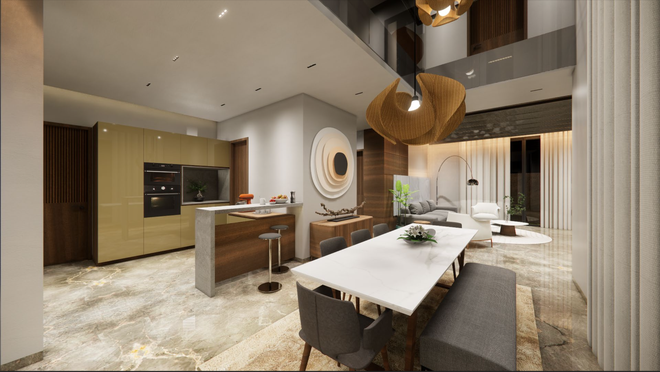 Open kitchen and dining