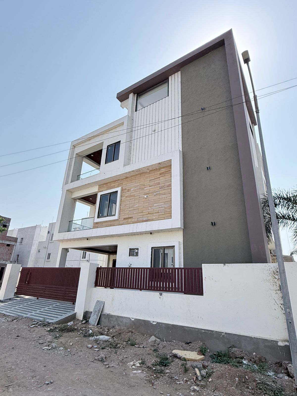 Angled front view of Indus Homes villa