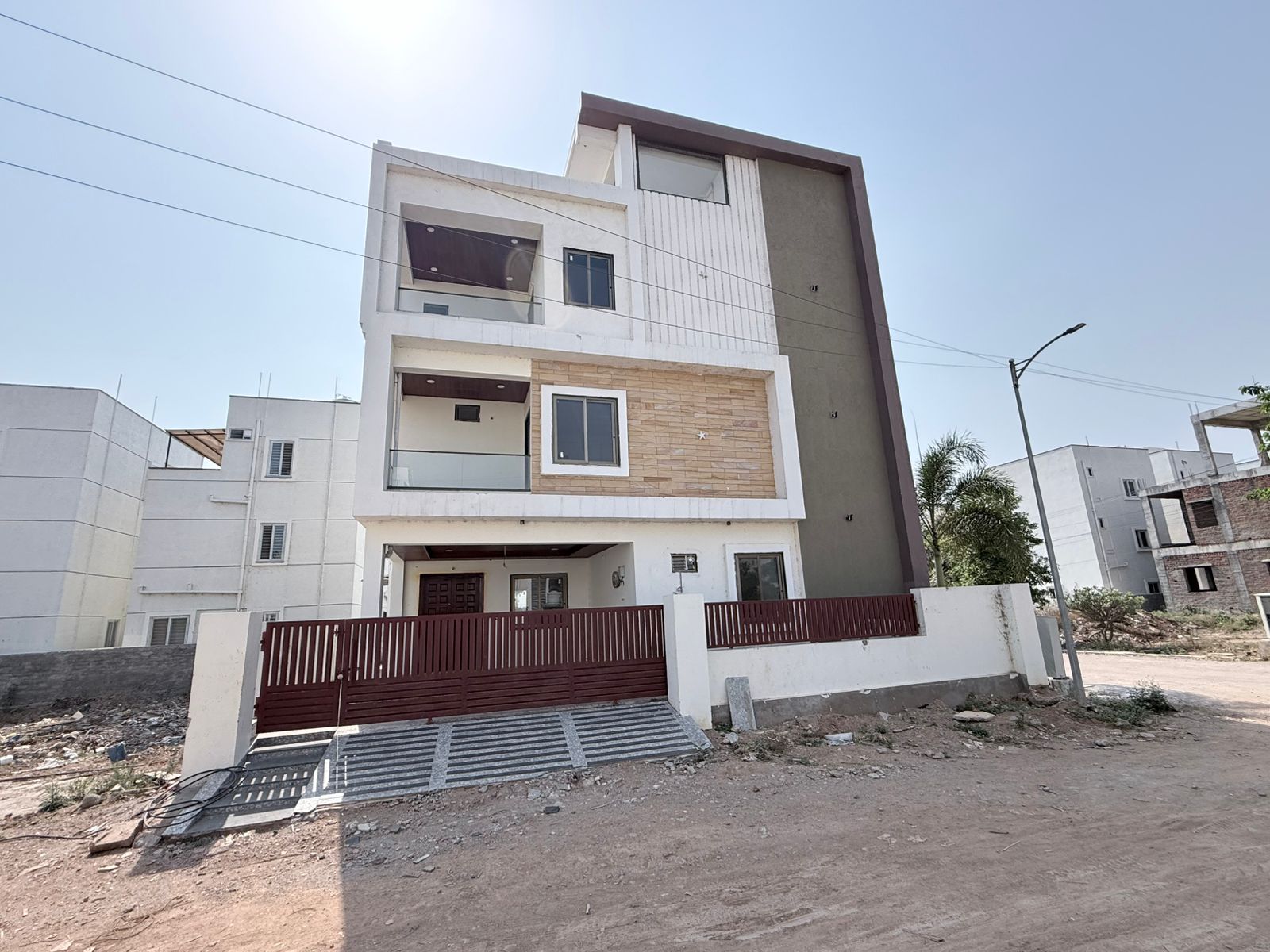Straight front elevation of Indus Homes villa