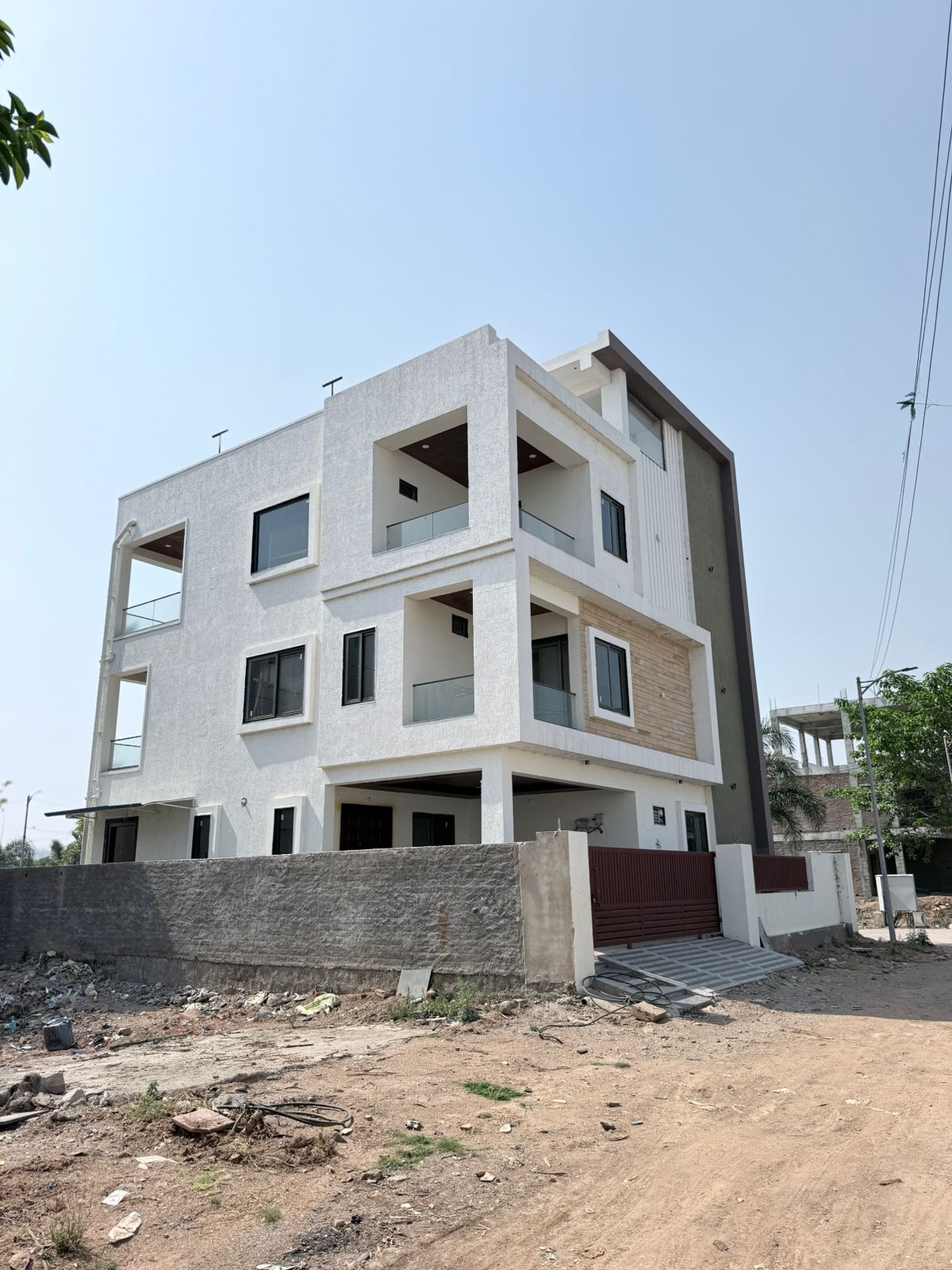 Corner street-side view of Indus Homes villa