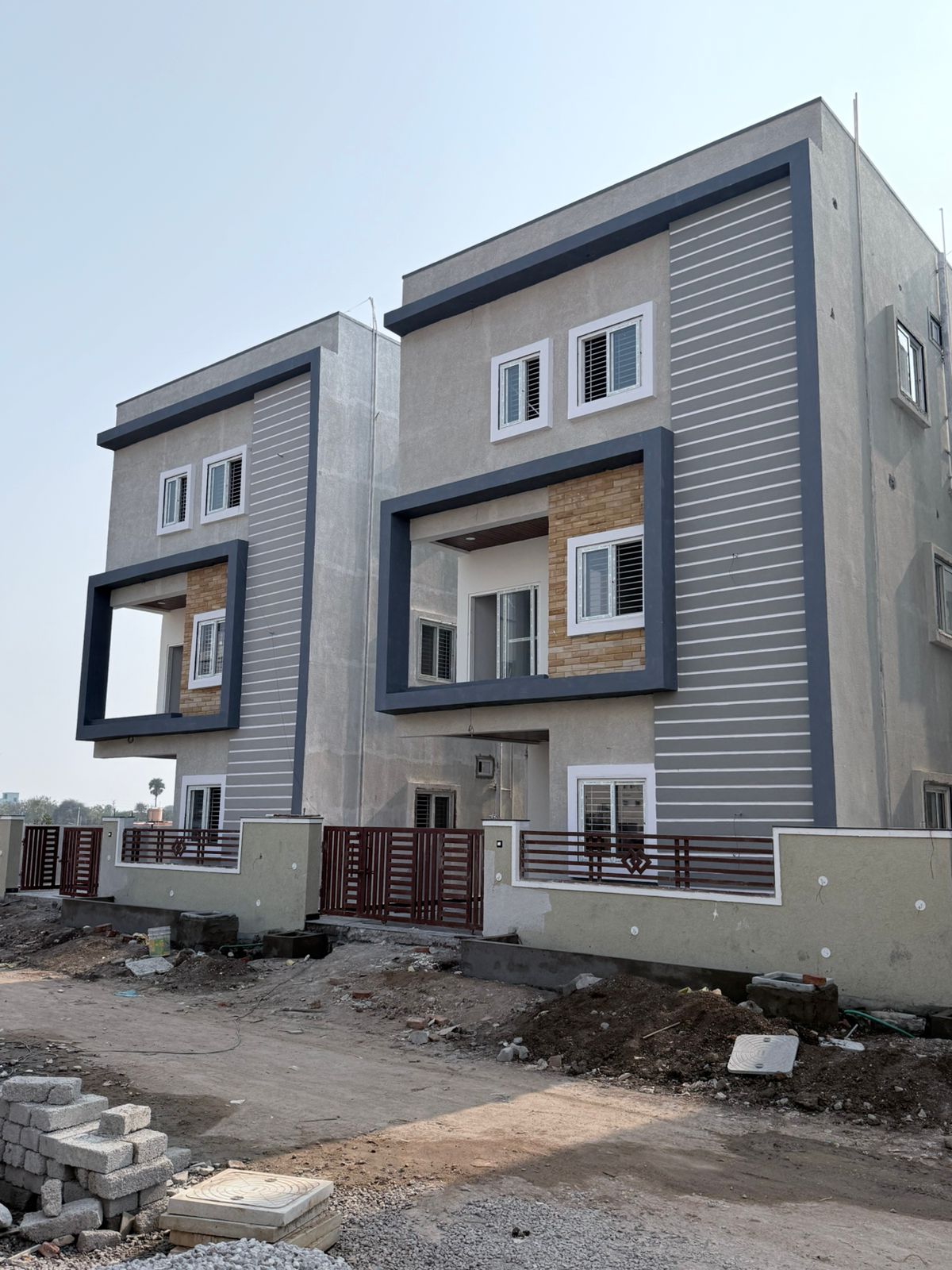 Wide angled view of Indus Homes villa pair